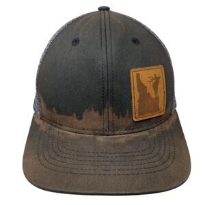 Idaho State Leather Patch Snapback Trucker Hat Black OS Arcadian Outfitters